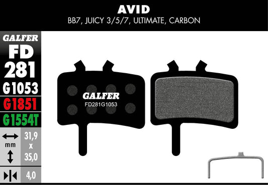 Galfer - Bike Standard Brake Pad Avid Juicy - Carbon - Ulti