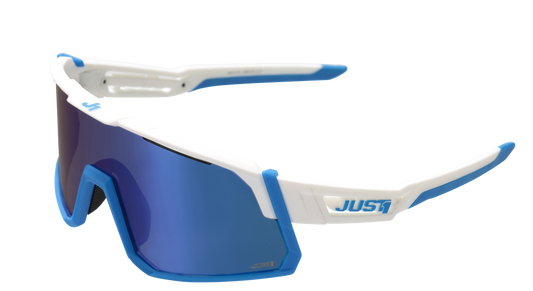JUST1 SNIPER WHITE/BLUE with blue mirror lens